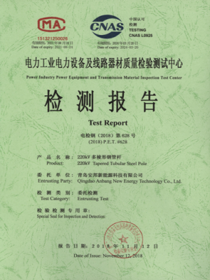 檢測報(bào)告(220KV多棱形鋼管桿)